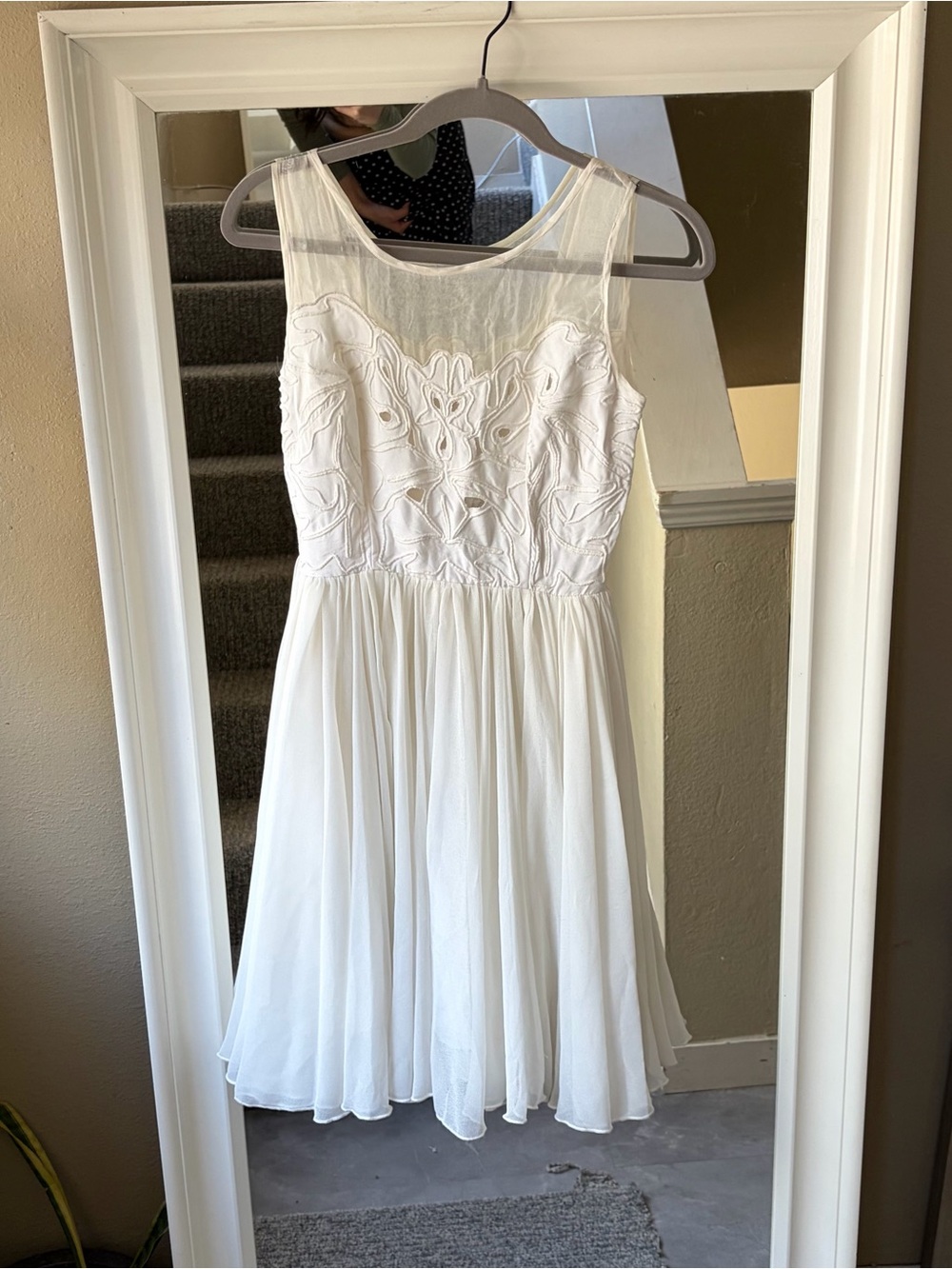 Reiss Peacock White Embroidered Chiffon Dress Kate Middleton